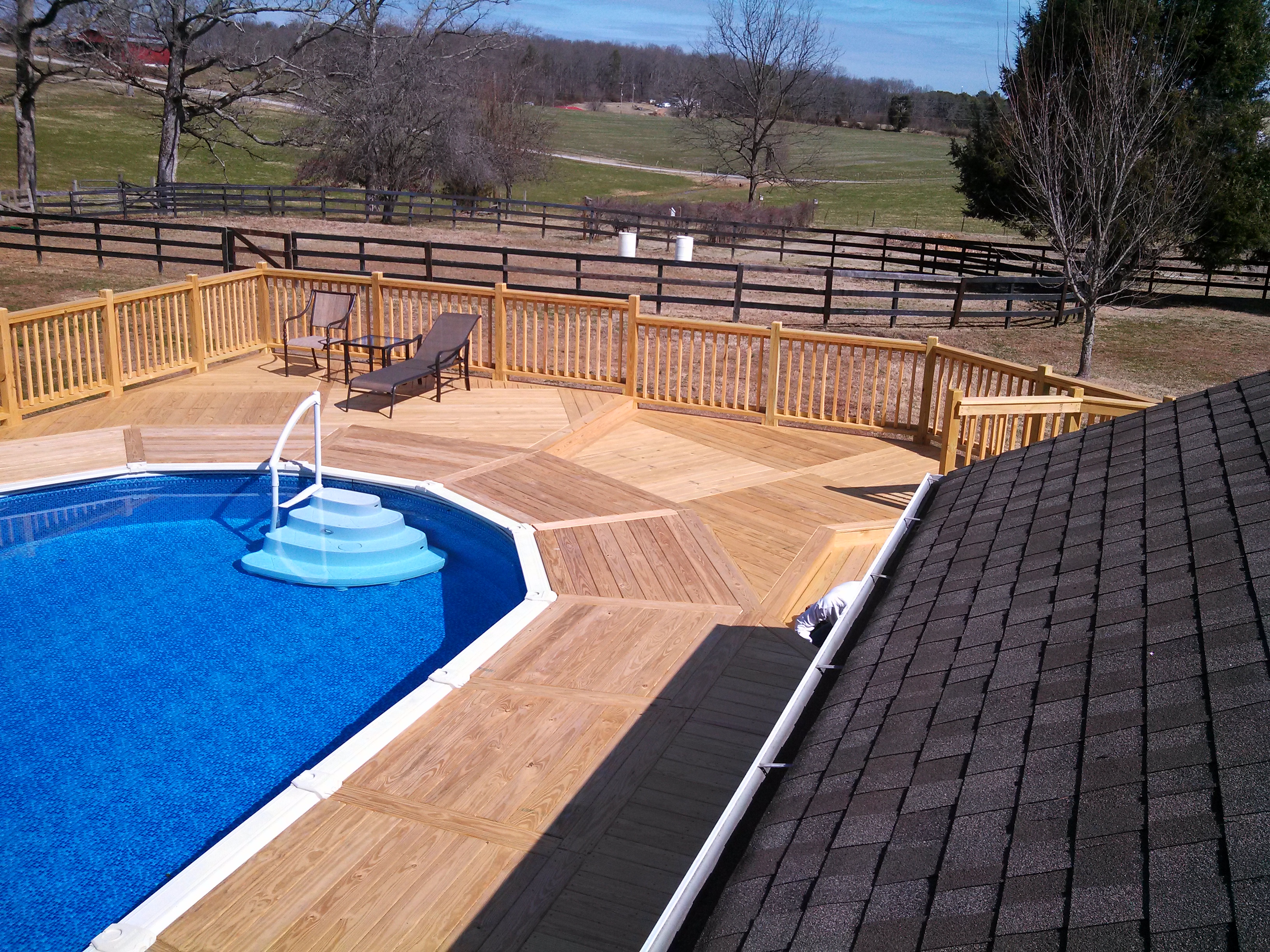 a picture of the deck from the roof