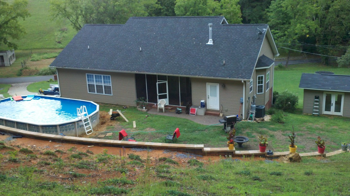 before picture of pool deck