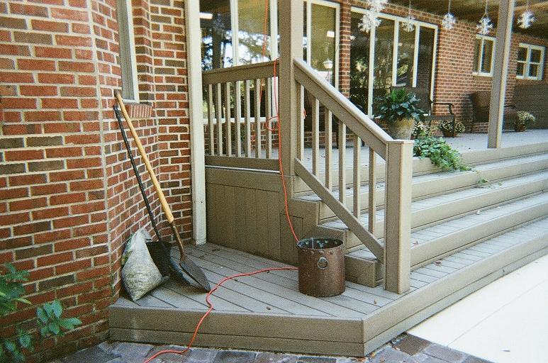 The deck has a platform for plants
