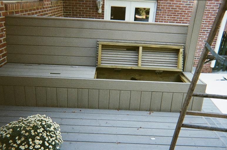 Deck bench with opening lids