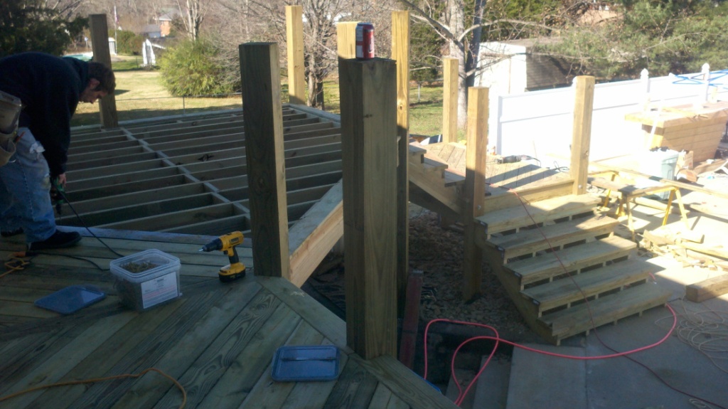 The steps before the decking is installed