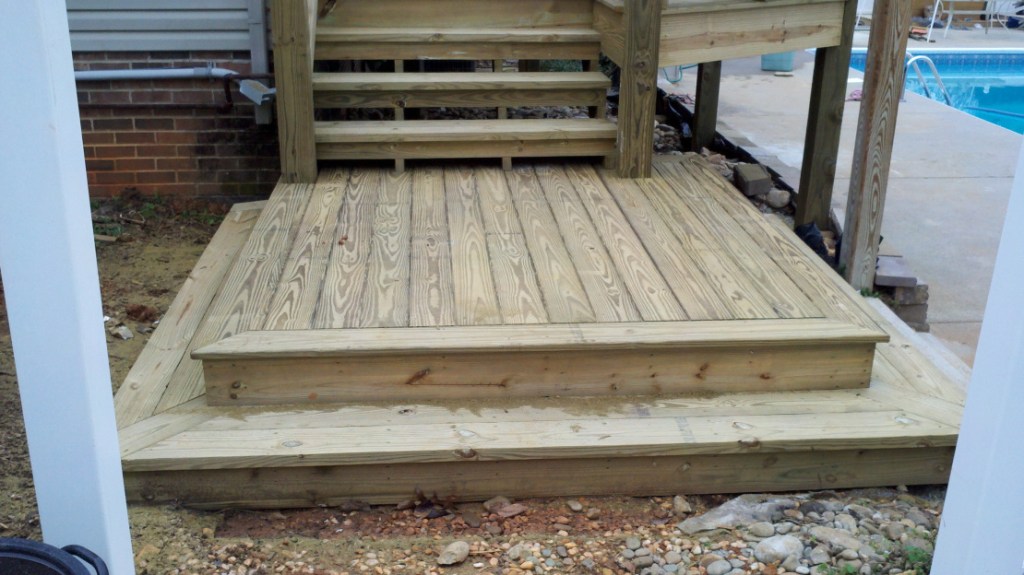 Platform landing at the bottom of the steps